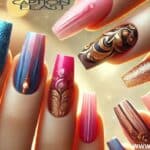 A collection of stunning nail art designs from 2018 showcasing vibrant colors and intricate patterns.